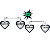 Custom Heart Glow in the Dark Double Personalized Name Dangle Nipple Ring Set - BodyCandy - Flyclothing LLC