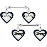 Custom Heart Glow in the Dark Double Personalized Name Dangle Nipple Ring Set - BodyCandy - Flyclothing LLC