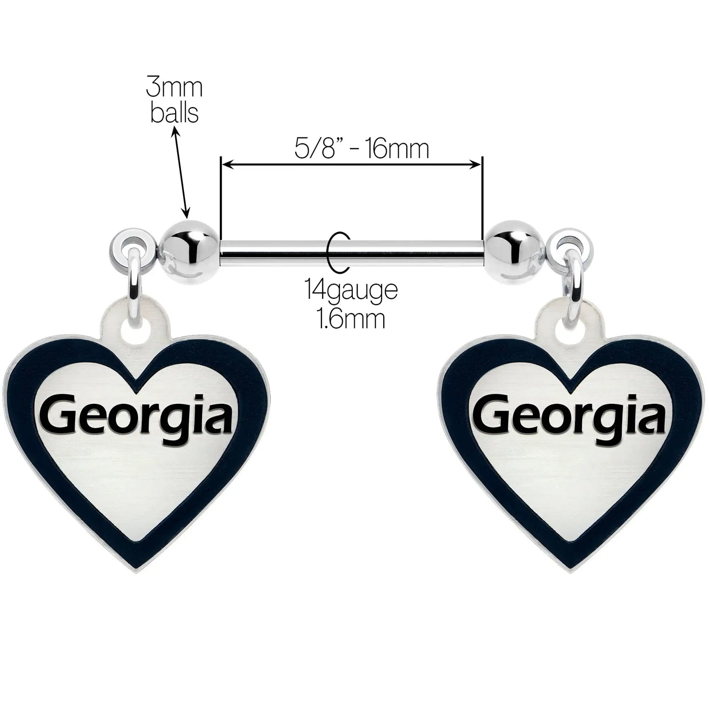 Custom Heart Glow in the Dark Double Personalized Name Dangle Nipple Ring Set - BodyCandy - Flyclothing LLC