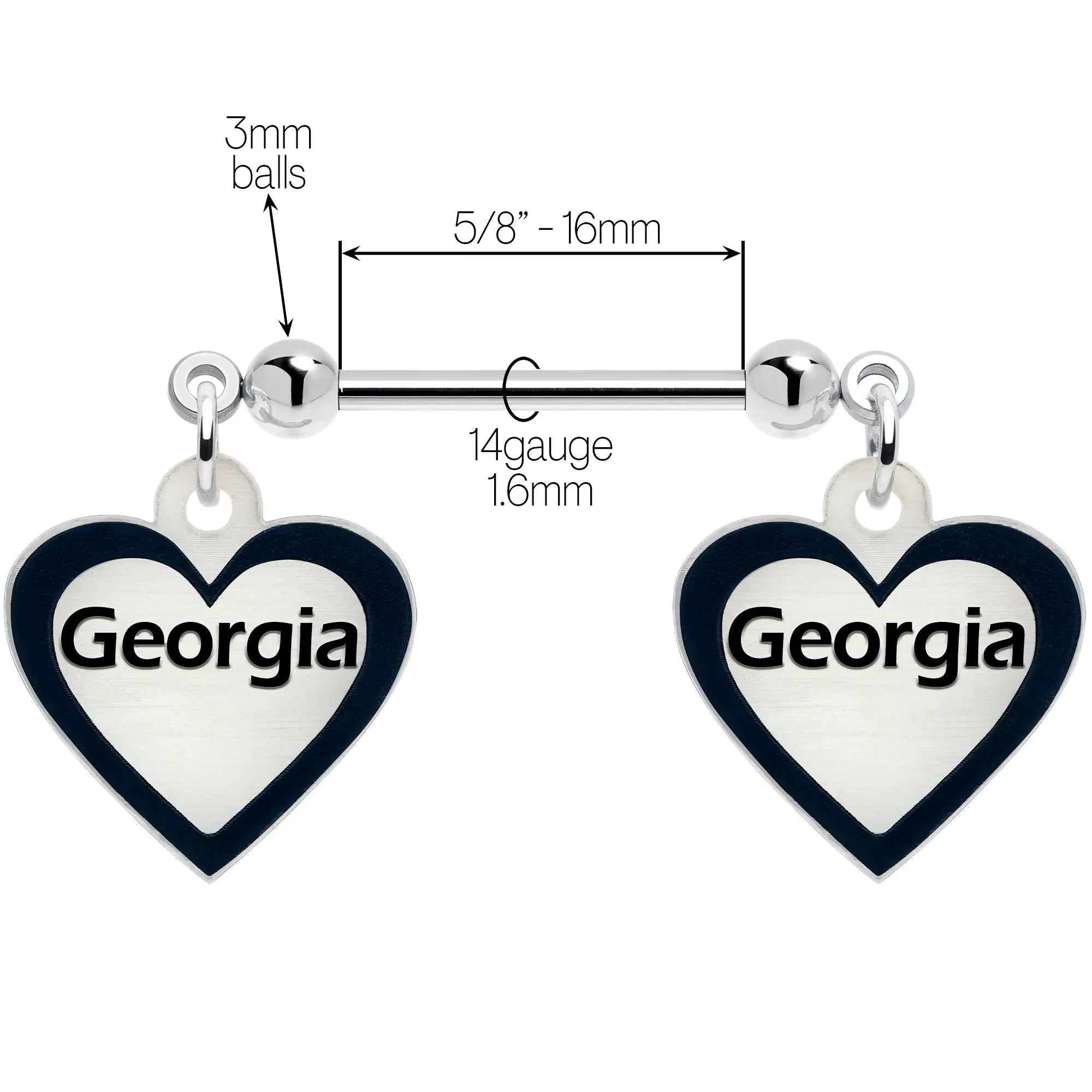 Custom Heart Glow in the Dark Double Personalized Name Dangle Nipple Ring Set - BodyCandy - Flyclothing LLC