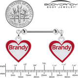 Custom Red White Heart Double Personalized Name Dangle Nipple Ring Set - BodyCandy - Flyclothing LLC