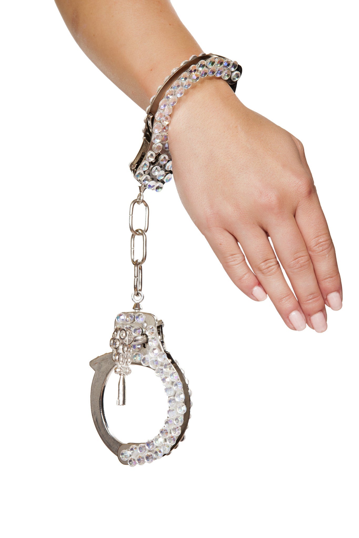 Roma Costume Silver Handcuffs with Rhinestones Costume CU102 - Roma Costume - Flyclothing LLC