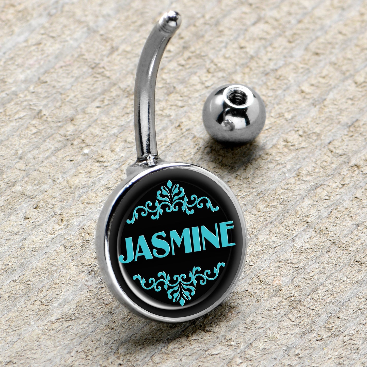 Custom Teal Personalized Name Belly Ring - BodyCandy - Flyclothing LLC