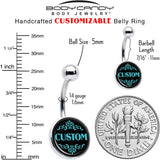 Custom Teal Personalized Name Belly Ring - BodyCandy - Flyclothing LLC