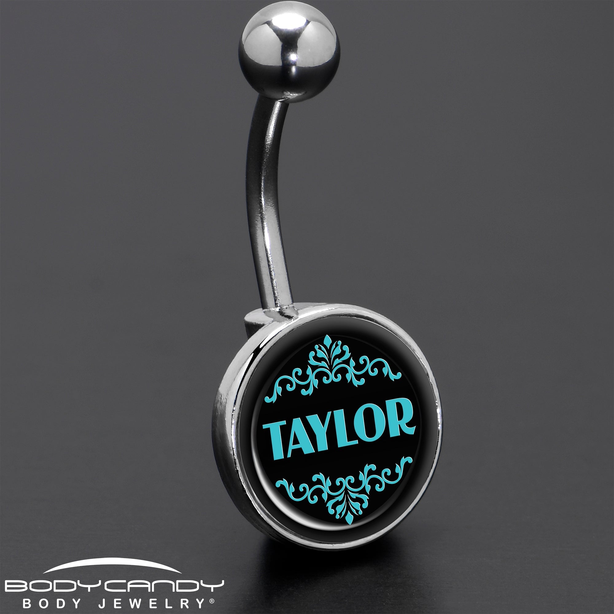 Custom Teal Personalized Name Belly Ring - BodyCandy - Flyclothing LLC