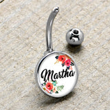 Custom Floral Personalized Name Belly Ring - BodyCandy - Flyclothing LLC