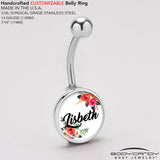 Custom Floral Personalized Name Belly Ring - BodyCandy - Flyclothing LLC