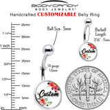 Custom Floral Personalized Name Belly Ring - BodyCandy - Flyclothing LLC