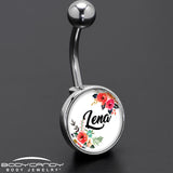 Custom Floral Personalized Name Belly Ring - BodyCandy - Flyclothing LLC