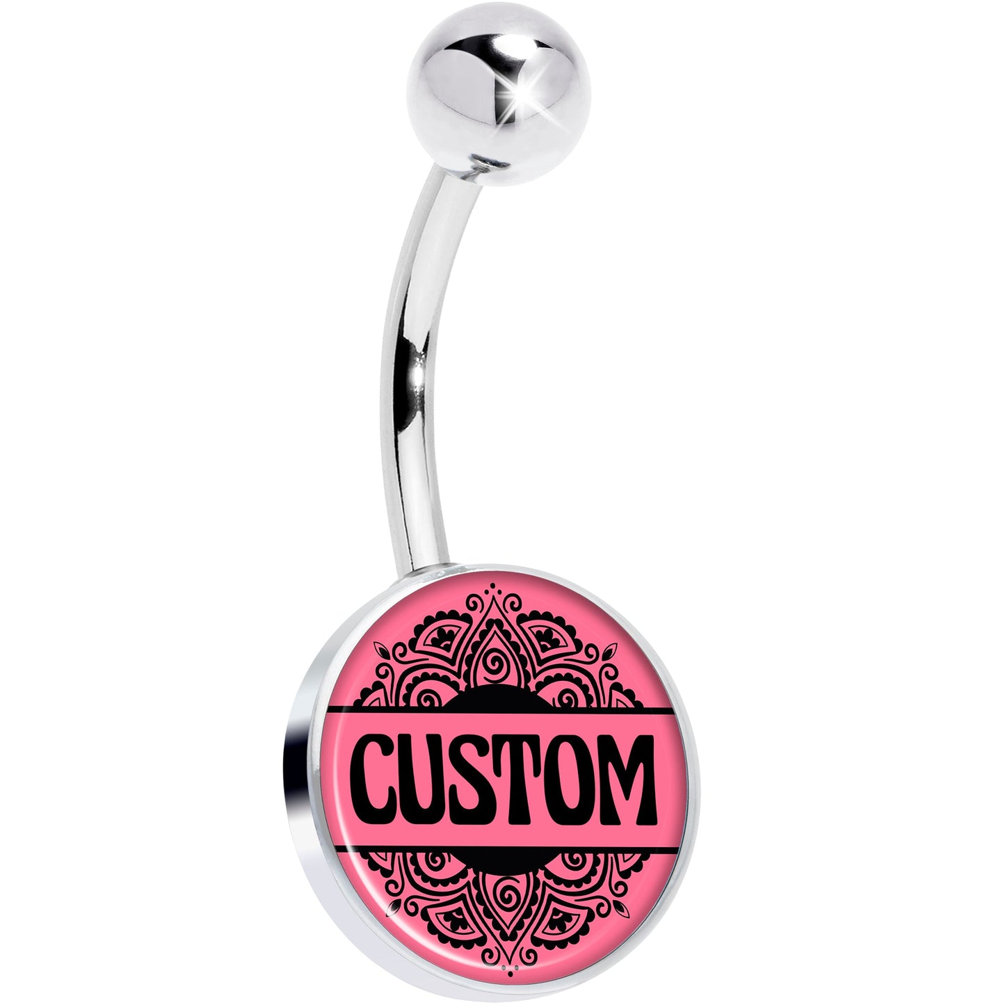 Custom Pink Mandala Personalized Name Belly Ring - BodyCandy - Flyclothing LLC