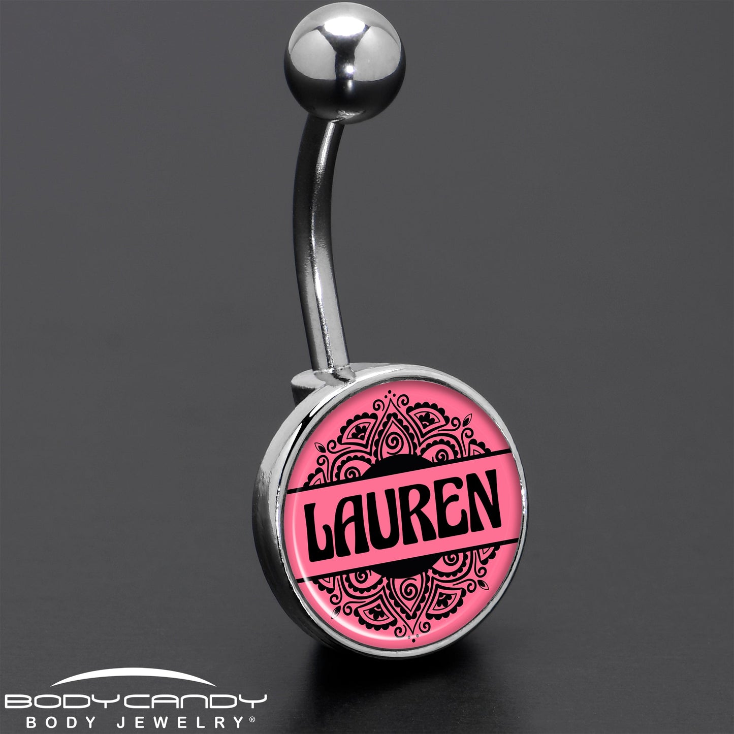 Custom Pink Mandala Personalized Name Belly Ring - BodyCandy - Flyclothing LLC