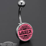 Custom Pink Mandala Personalized Name Belly Ring - BodyCandy - Flyclothing LLC