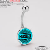 Custom Teal Mandala Personalized Name Belly Ring - BodyCandy - Flyclothing LLC