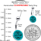 Custom Teal Mandala Personalized Name Belly Ring - BodyCandy - Flyclothing LLC