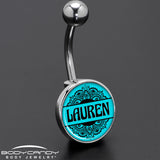Custom Teal Mandala Personalized Name Belly Ring - BodyCandy - Flyclothing LLC