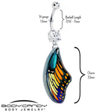 Double Gem Butterfly Wing Dangle Belly Ring by Onyx O - BodyCandy - Flyclothing LLC