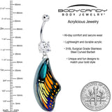 Double Gem Butterfly Wing Dangle Belly Ring by Onyx O - BodyCandy - Flyclothing LLC