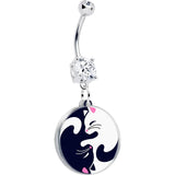 Double Gem Yin Yang Cat Dangle Belly Ring by Onyx O - BodyCandy - Flyclothing LLC