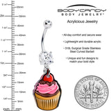 Double Gem Valentine Cupcake Dangle Belly Ring by Onyx O - BodyCandy - Flyclothing LLC