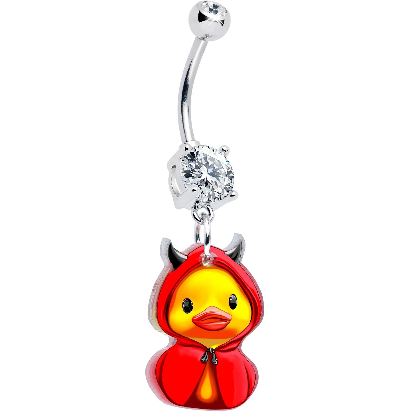 Clear Gem Hot Litle Devil Duck Dangle Belly Ring by Onyx O - BodyCandy - Flyclothing LLC