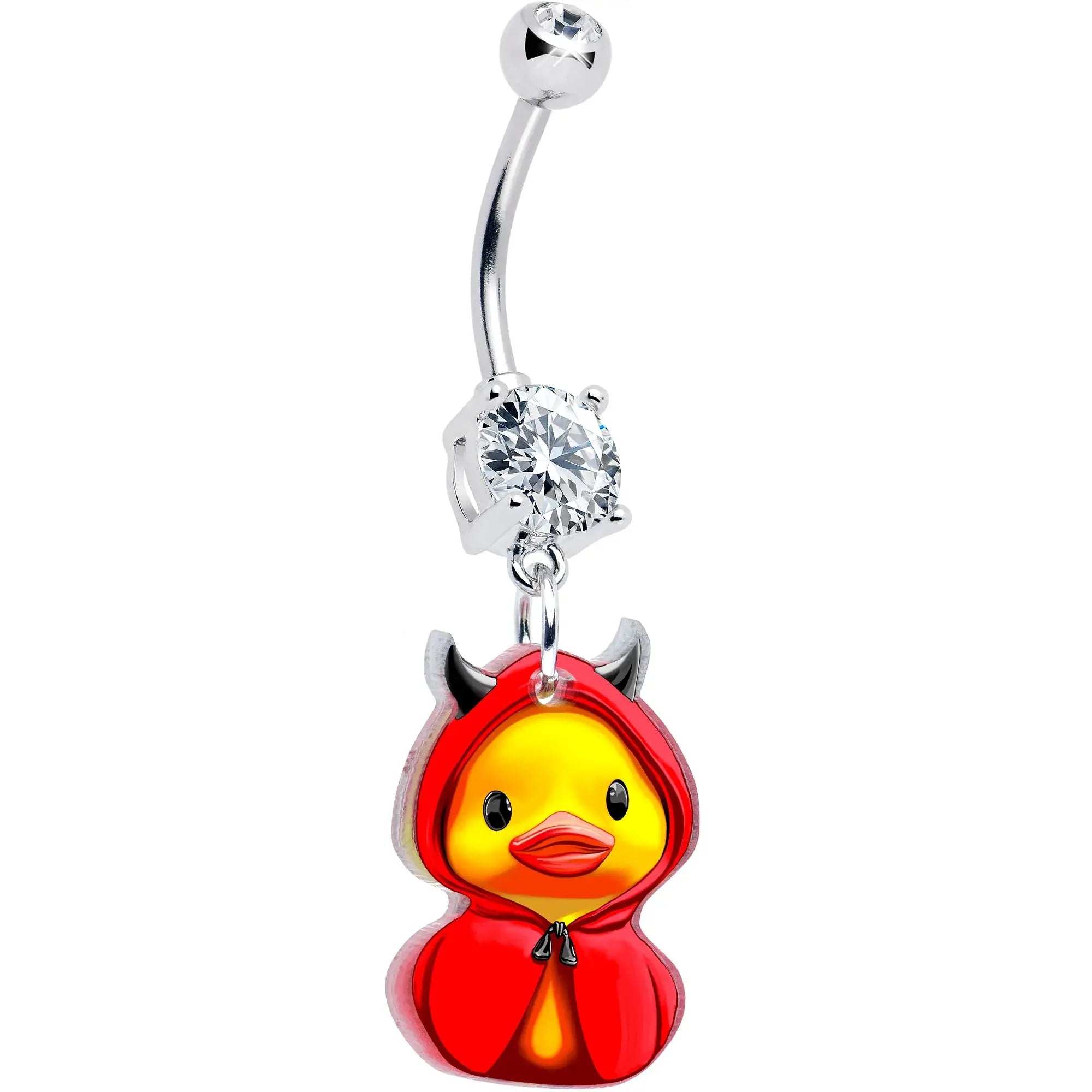 Clear Gem Hot Litle Devil Duck Dangle Belly Ring by Onyx O - BodyCandy - Flyclothing LLC