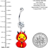 Clear Gem Hot Litle Devil Duck Dangle Belly Ring by Onyx O - BodyCandy - Flyclothing LLC