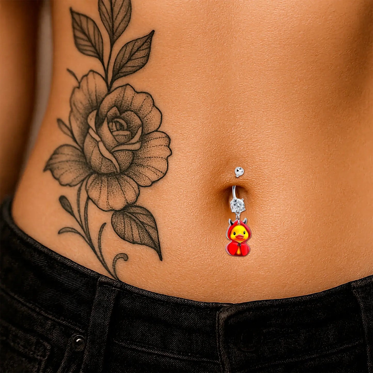 Clear Gem Hot Litle Devil Duck Dangle Belly Ring by Onyx O - BodyCandy - Flyclothing LLC