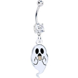 Acrylicious Sassy Spirit Middle Finger Ghost Dangle Belly Ring by Onyx O - BodyCandy - Flyclothing LLC