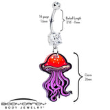 Double Gem Mushroom Jellyfish Dangle Belly Ring by Onyx O - BodyCandy - Flyclothing LLC