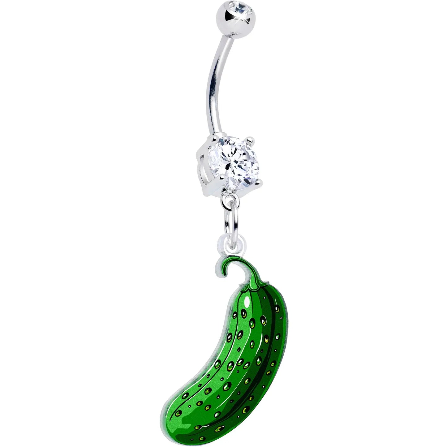 Acrylicious Funky Green Pickle Dangle Belly Ring by Onyx O - BodyCandy - Flyclothing LLC