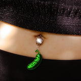 Acrylicious Funky Green Pickle Dangle Belly Ring by Onyx O - BodyCandy - Flyclothing LLC