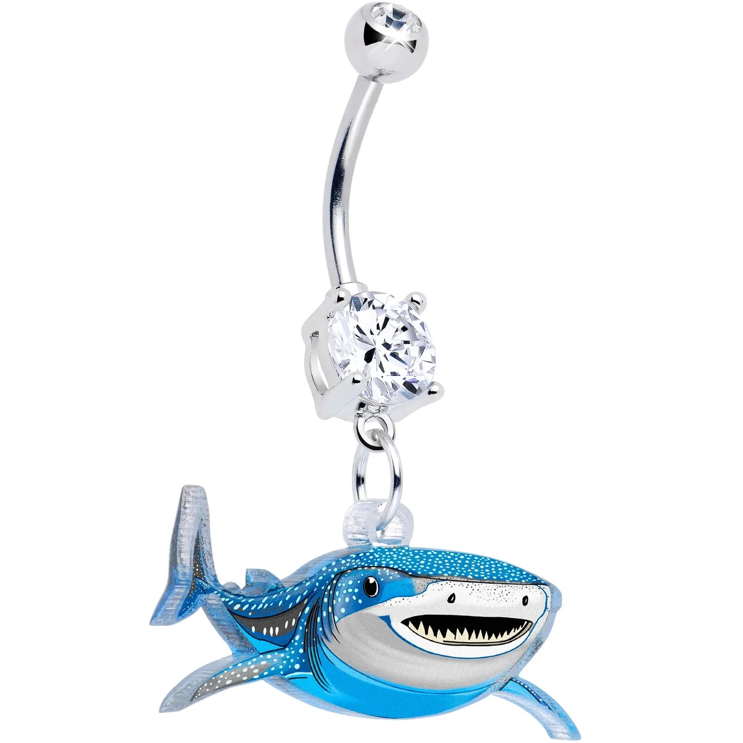 Acrylicious Attack Swimming Shark Dangle Belly Ring by Onyx O - BodyCandy - Flyclothing LLC