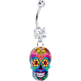 Acrylicious Vibrant Vibes Sugar Skull Dangle Belly Ring - BodyCandy - Flyclothing LLC