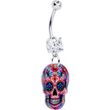 Acrylicious Happy Sugar Skull Dangle Belly Ring - BodyCandy - Flyclothing LLC