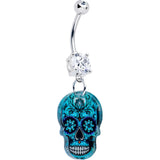Acrylicious Shades of Aqua Sugar Skull Dangle Belly Ring - BodyCandy - Flyclothing LLC