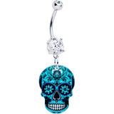 Acrylicious Shades of Aqua Sugar Skull Dangle Belly Ring - BodyCandy - Flyclothing LLC