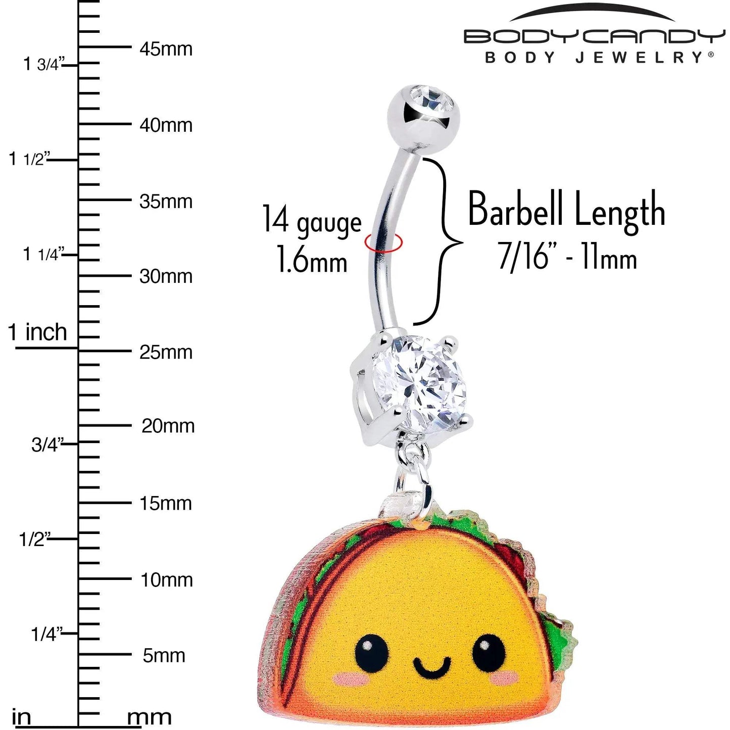 Acrylicious Taco Dangle Belly Ring by Onyx O - BodyCandy - Flyclothing LLC