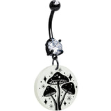 Black Double Gem Glow in the Dark Mystic Mushroom Dangle Belly Ring by Onyx O - BodyCandy - Flyclothing LLC