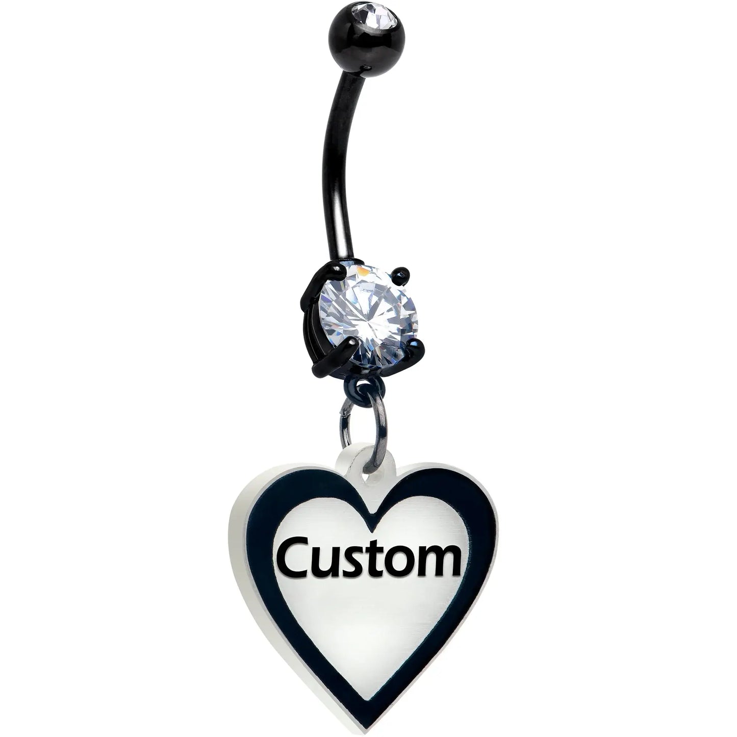 Custom Glow in the Dark Heart Dangle Personalized Belly Ring - BodyCandy - Flyclothing LLC