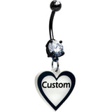 Custom Glow in the Dark Heart Dangle Personalized Belly Ring - BodyCandy - Flyclothing LLC