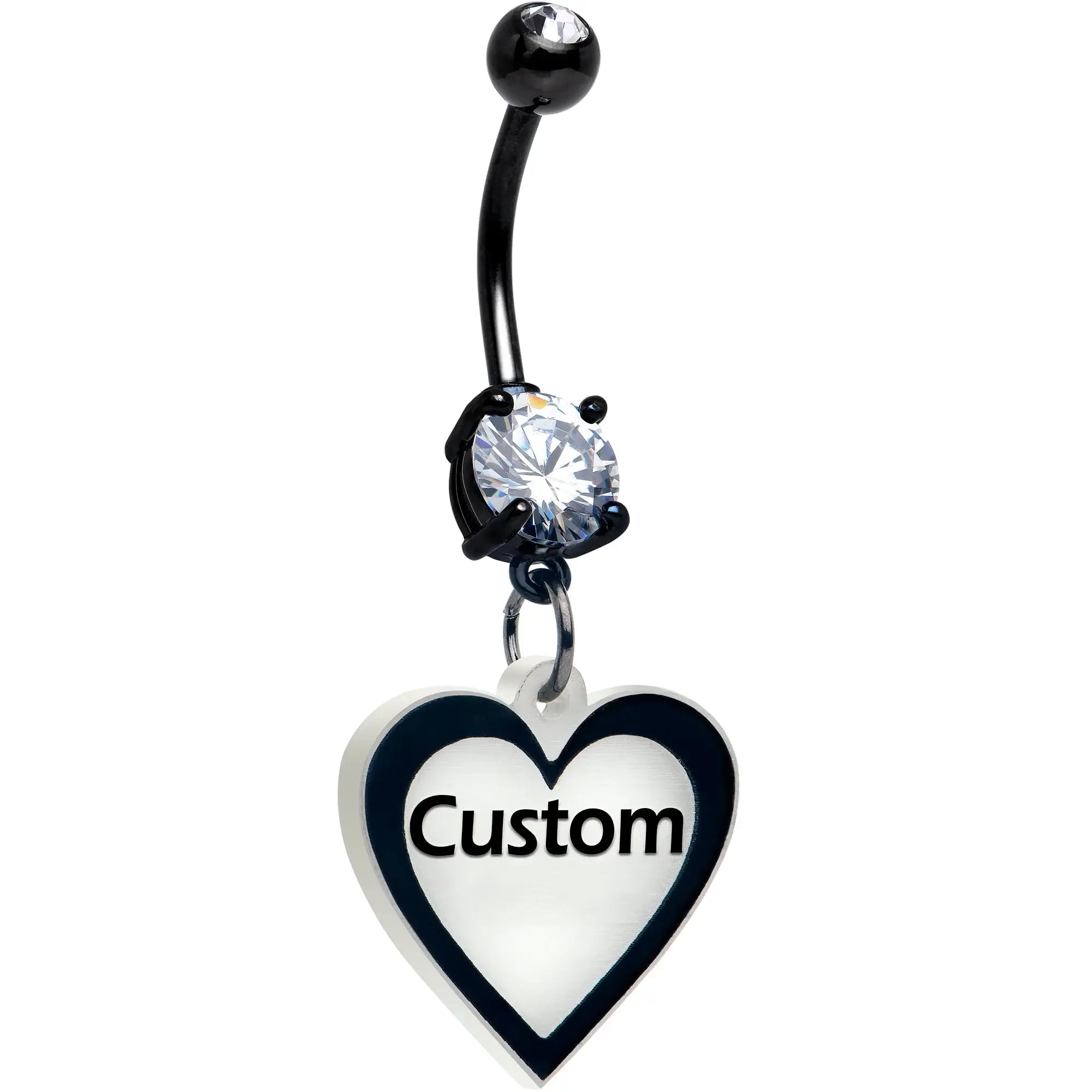Custom Glow in the Dark Heart Dangle Personalized Belly Ring - BodyCandy - Flyclothing LLC
