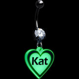 Custom Glow in the Dark Heart Dangle Personalized Belly Ring - BodyCandy - Flyclothing LLC