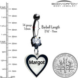 Custom Glow in the Dark Heart Dangle Personalized Belly Ring - BodyCandy - Flyclothing LLC