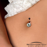 Black Anodized Glow in the Dark Skeleton Kitty Cat Belly Ring by Onyx O