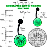 Black Anodized Glow in the Dark Skeleton Kitty Cat Belly Ring by Onyx O