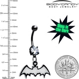 Glow in the Dark Dangle Bat Belly Ring by Onyx O - BodyCandy - Flyclothing LLC