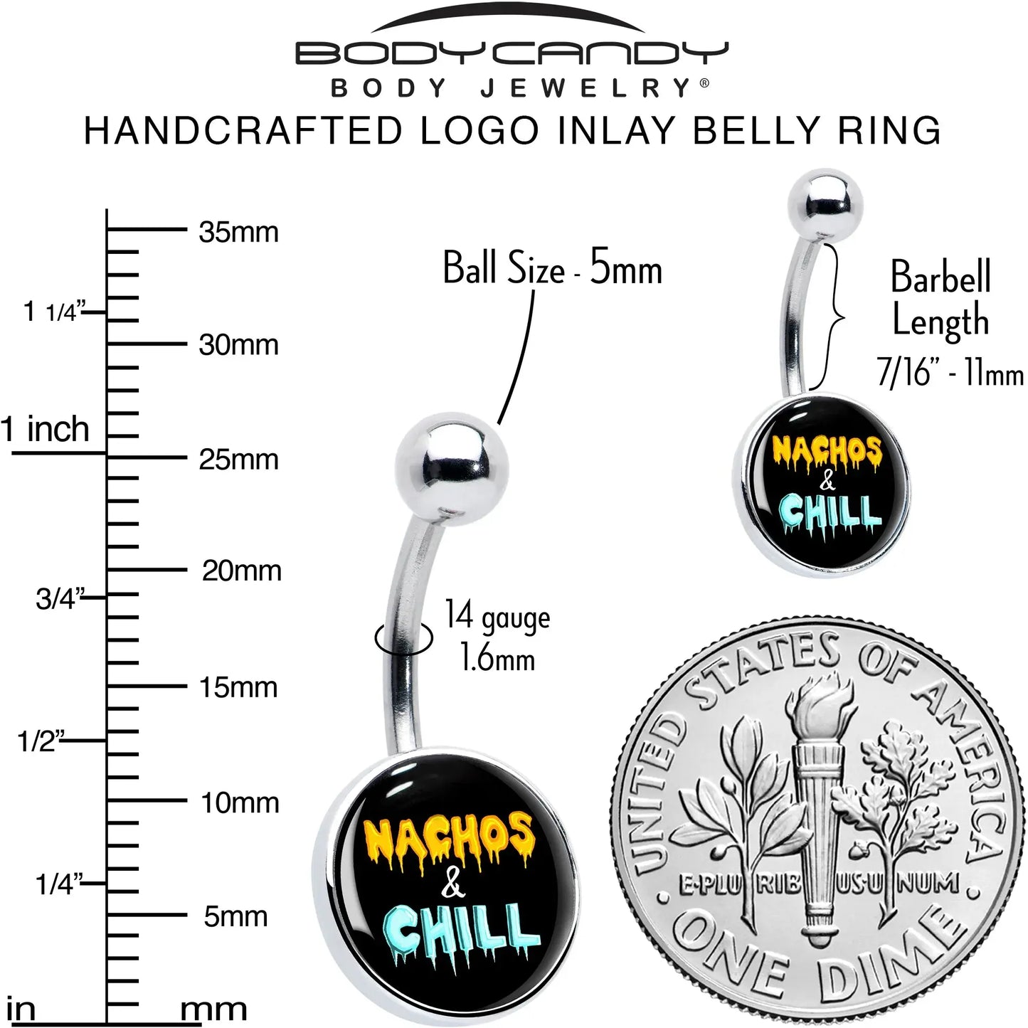 Nachos and Chill Belly Ring by Onyx O - BodyCandy - Flyclothing LLC