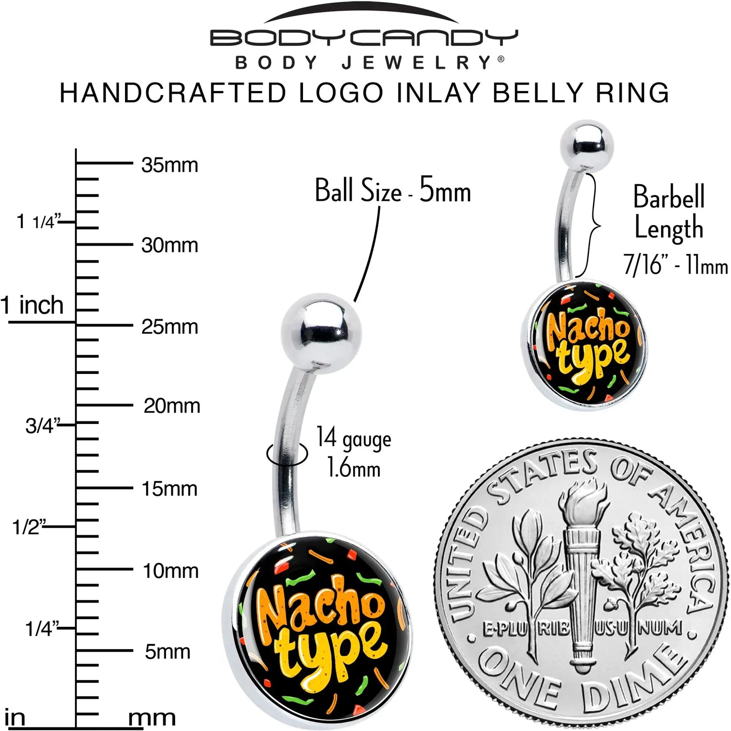 Nacho Type Belly Ring by Onyx O - BodyCandy - Flyclothing LLC