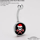 Santa Pirate Candy Cane Skull Belly Ring by Onyx O