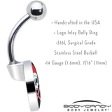 Santa Pirate Candy Cane Skull Belly Ring by Onyx O